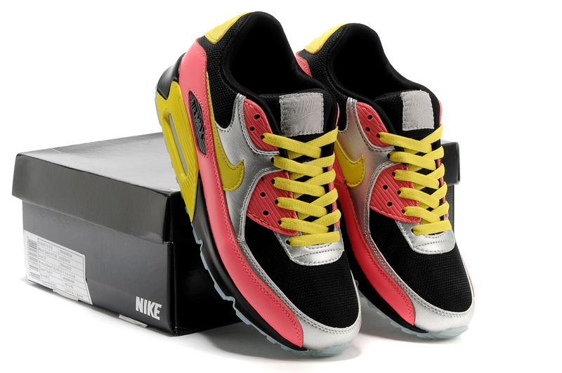 Nike Air Max 90 Colorful Black Silver Yellow Red Shoes