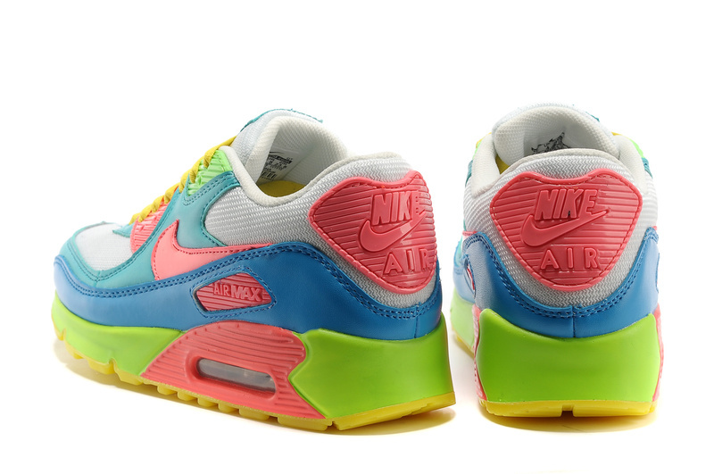 Nike Air Max 90 Colorful Grey Blue Yellow Shoes - Click Image to Close