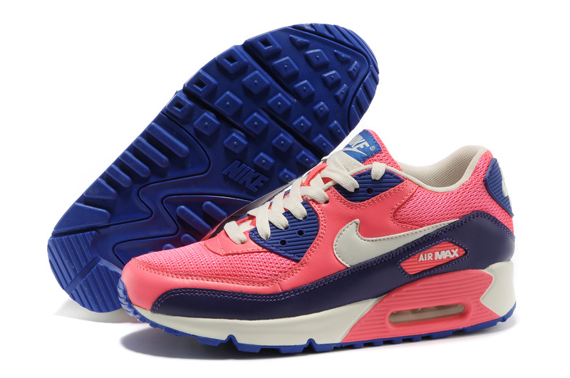 Nike Women Air Max 90 Colorful Red Blue White Shoes