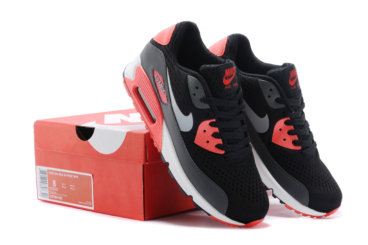 Nike Air Max 90 Knit Black Red White Shoes