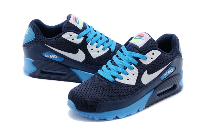 Nike Women Air Max 90 Knit Dark Blue White Shoes