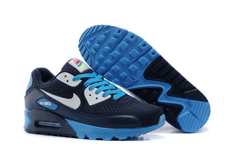 Nike Women Air Max 90 Knit Dark Blue White Shoes