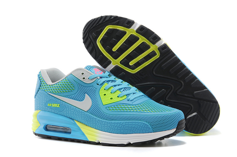 Nike Women Air Max 90 Rubber Patch 25th Anniversary Peach Light Blue Green White - Click Image to Close