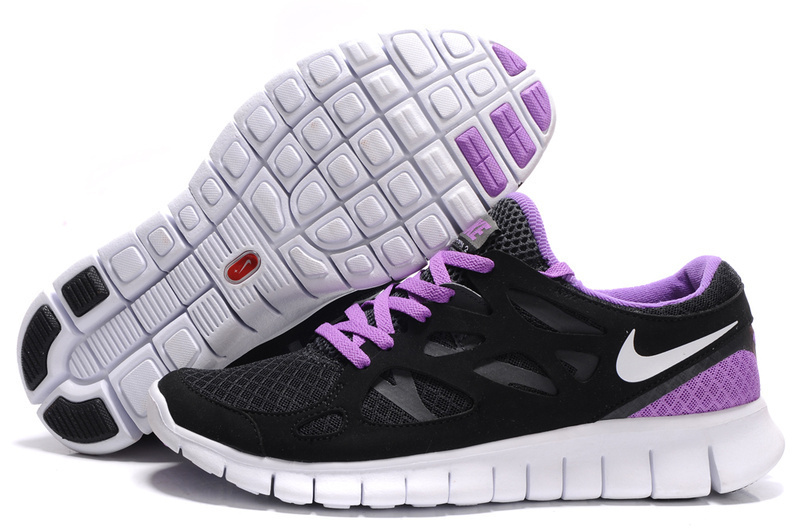 Women Nike Free 2.0 Black Purple White Shoes