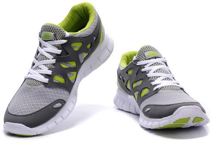Nike Free 2.0 Grey White Green Shoes - Click Image to Close