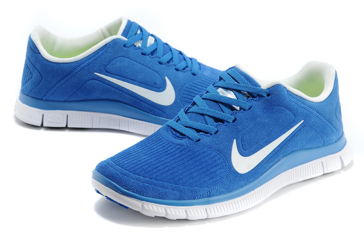 Nike Free Run 5.0 Suede Blue White Shoes - Click Image to Close