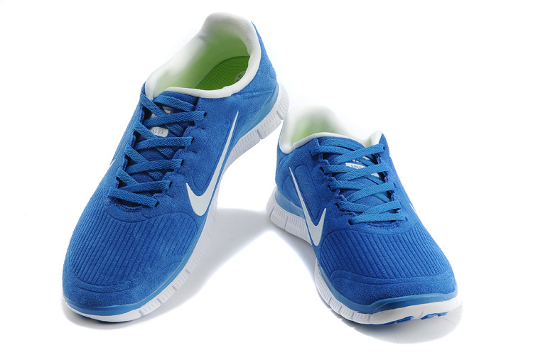 Nike Free Run 5.0 Suede Blue White Shoes - Click Image to Close