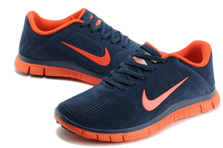 Nike Free Run 5.0 Suede Dark Blue Orange Shoes - Click Image to Close