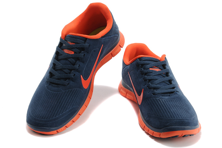 Nike Free Run 5.0 Suede Dark Blue Orange Shoes - Click Image to Close