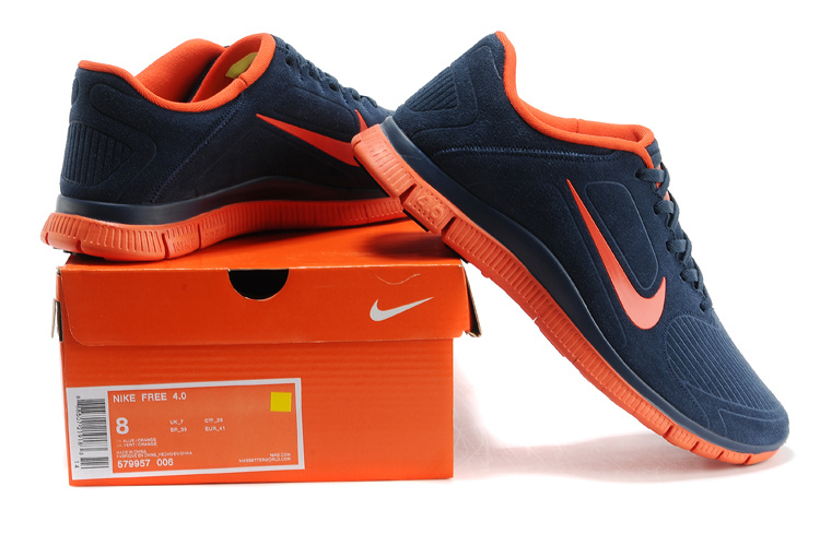 Nike Free Run 5.0 Suede Dark Blue Orange Shoes - Click Image to Close