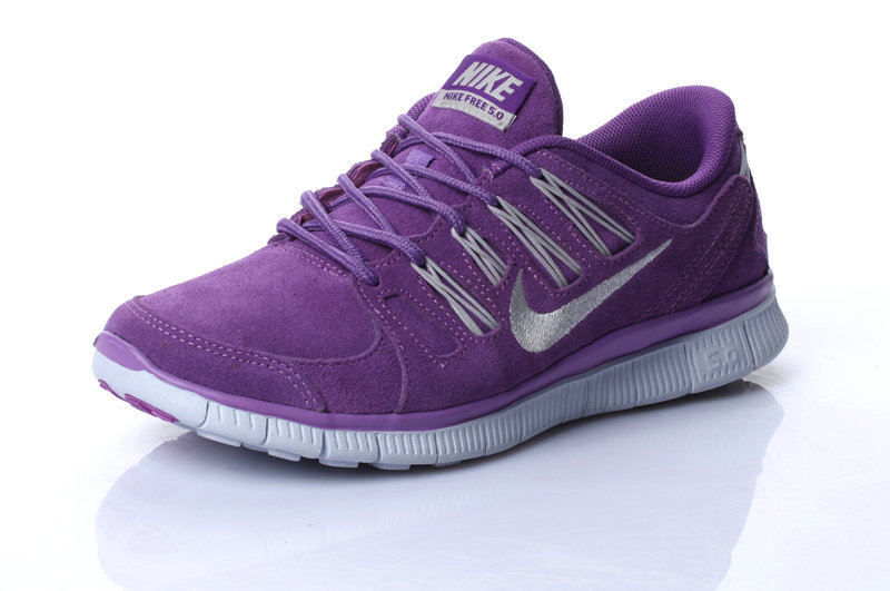 Nike Free Run 5.0 Suede Purple White Shoes - Click Image to Close