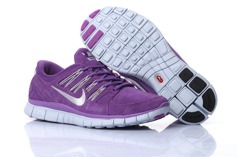 Nike Free Run 5.0 Suede Purple White Shoes - Click Image to Close