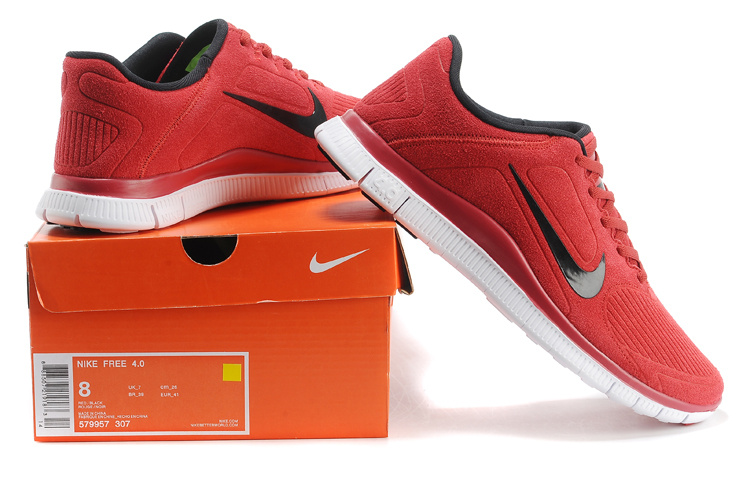 Nike Free Run 5.0 Suede Red Black Shoes - Click Image to Close
