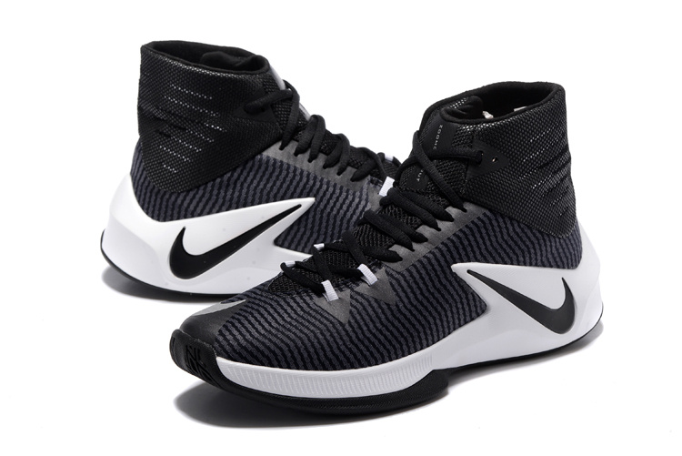 Men Nike Zoom Clear Out Black White Basketball Shoes - Click Image to Close