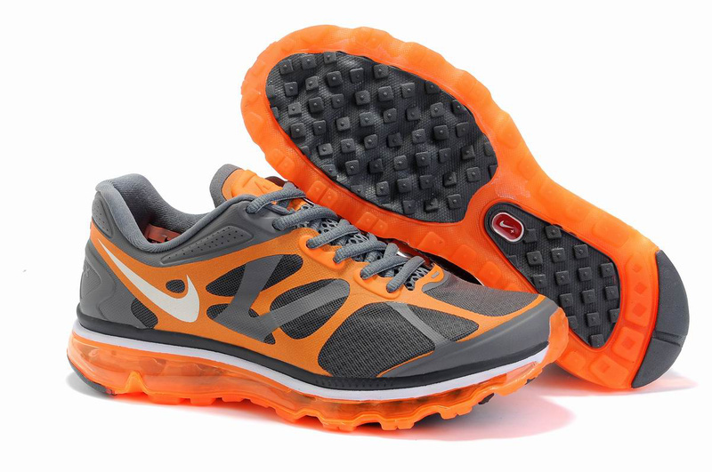 Men Nike Air Max 2012 Grey Orange White Logo Shoes - Click Image to Close