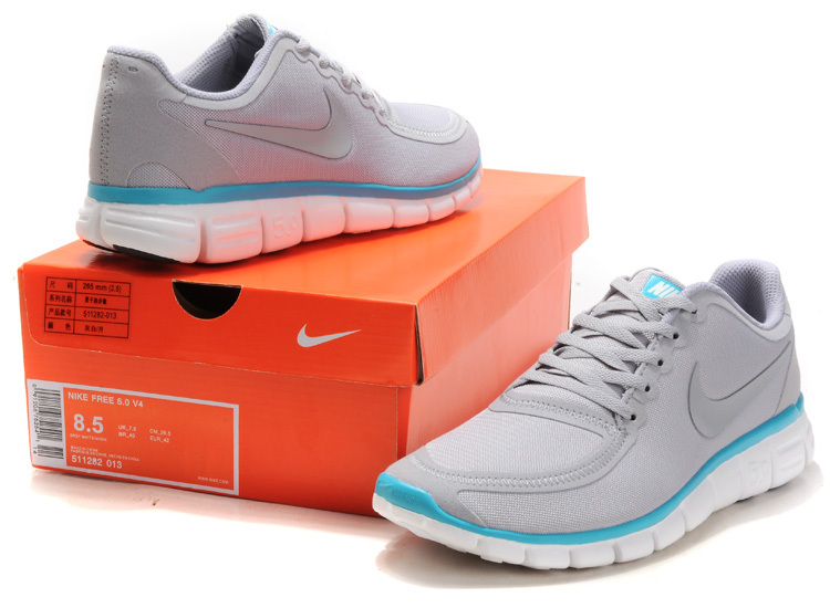 Nike Free Run 5.0 V4 Grey White Running Shoes - Click Image to Close