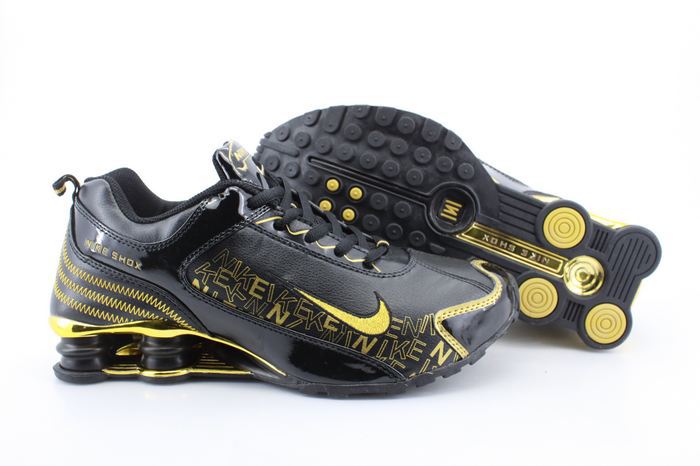 Nike Shox R4 Shoes Black Gold - Click Image to Close