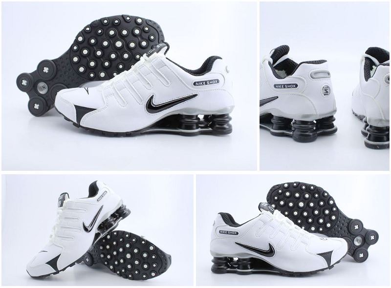 Nike Shox NZ Shoes White Black Black Swoosh - Click Image to Close