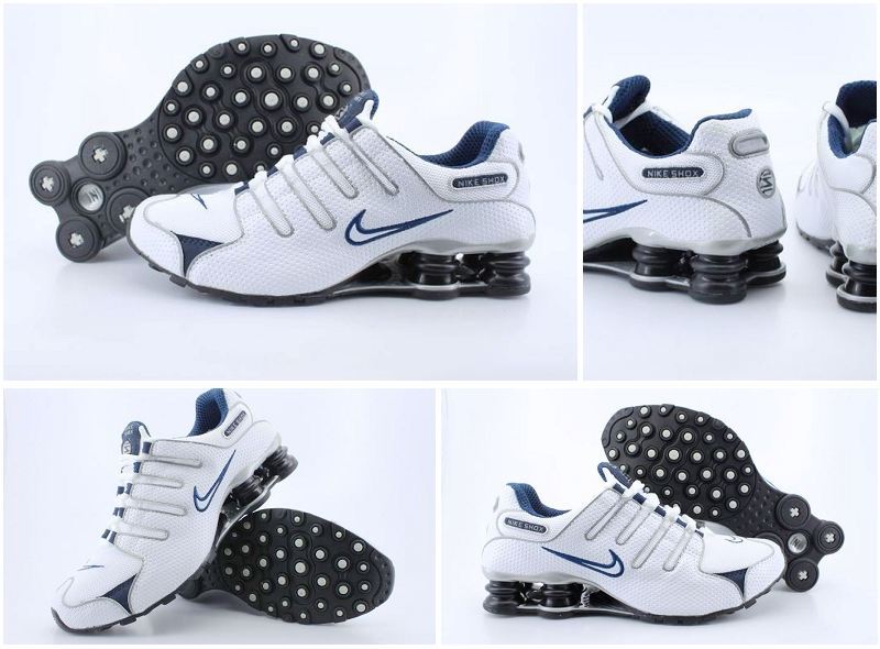Nike Shox NZ Shoes White Blue Swoosh - Click Image to Close