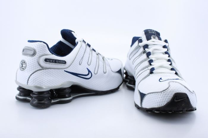 Nike Shox NZ Shoes White Grey Blue - Click Image to Close