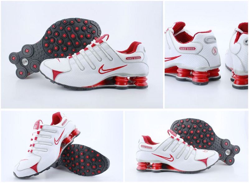 Nike Shox NZ Shoes White Red Swoosh - Click Image to Close