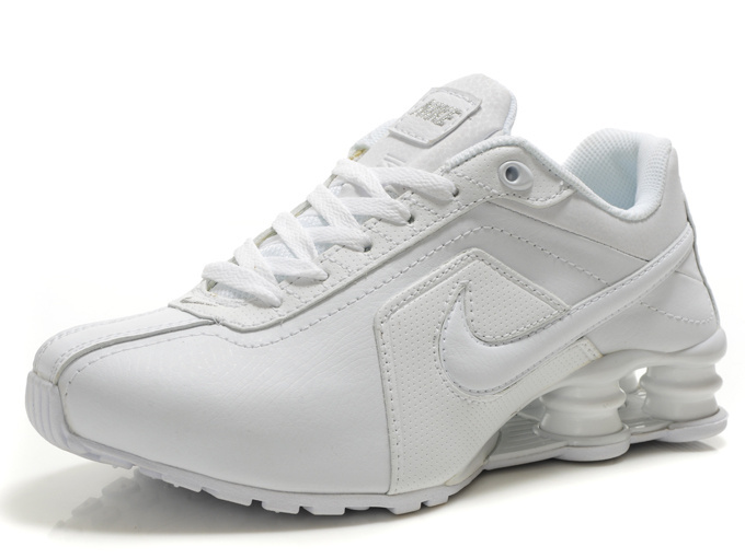Nike Shox R4 Shoes All White Big Swoosh - Click Image to Close