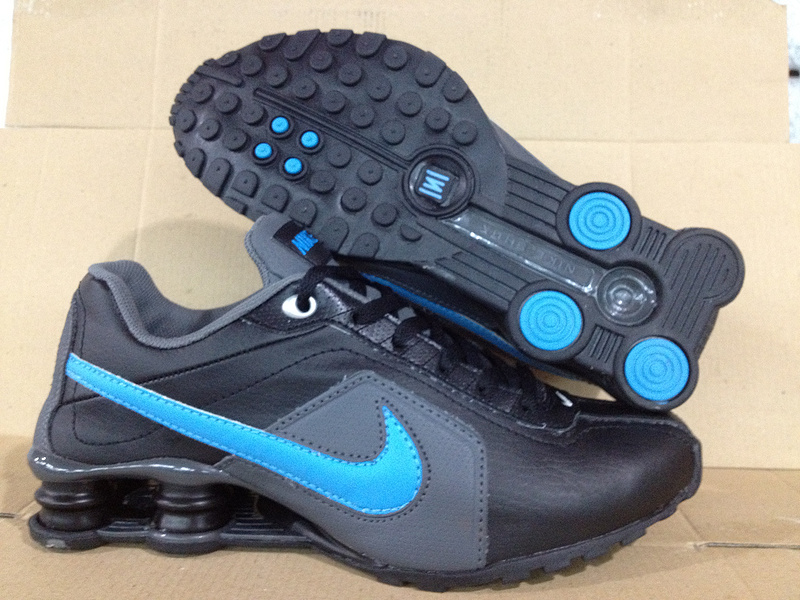 Nike Shox R4 Shoes Black Blue Gig Swoosh - Click Image to Close