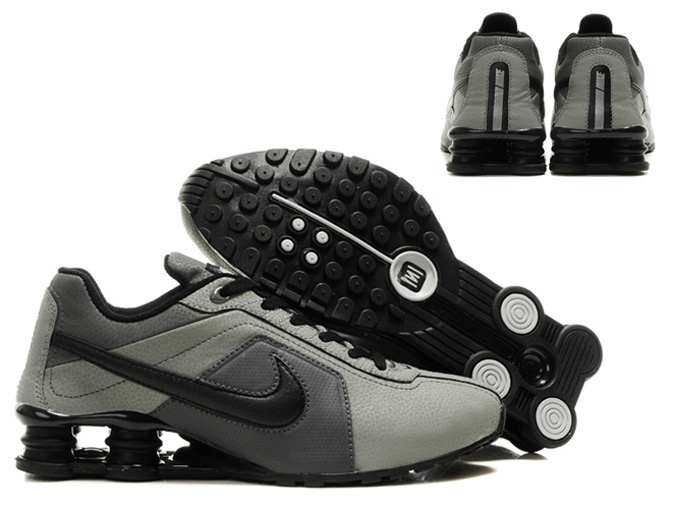 Nike Shox R4 Shoes Black Grey Black Big Swoosh