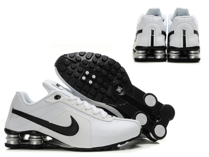 Nike Shox R4 Shoes Black White Swoosh - Click Image to Close