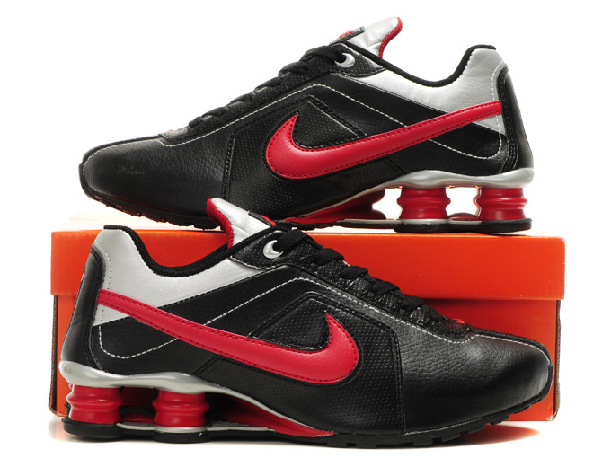 Nike Shox R4 Shoes Black White Red Big Swoosh
