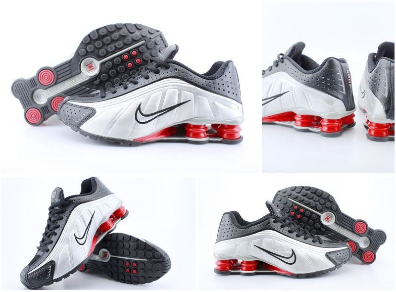 Nike Shox R4 Shoes Black White Red - Click Image to Close