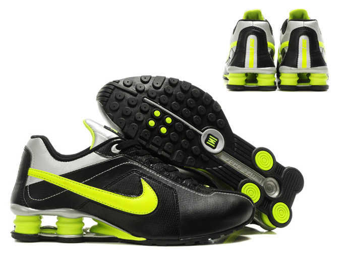 Nike Shox R4 Shoes Black White Yellow Big Swoosh