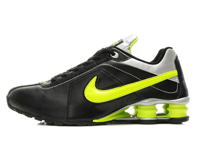 Nike Shox R4 Shoes Black White Yellow Big Swoosh