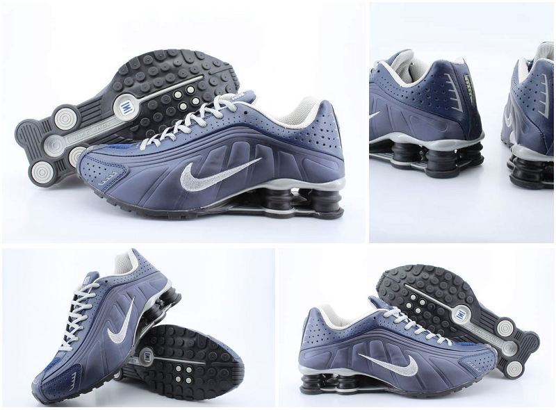 Nike Shox R4 Shoes Dark Blue Grey Swoosh