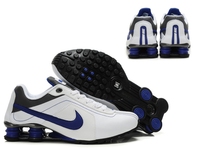 Nike Shox R4 Shoes White Black Blue Swoosh