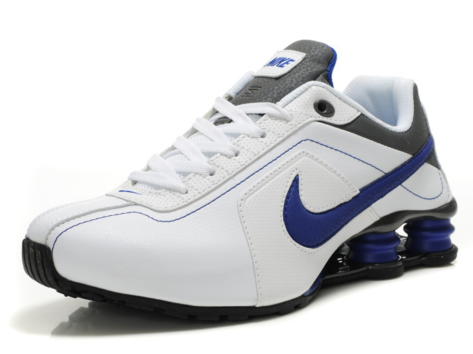 Nike Shox R4 Shoes White Black Blue Swoosh