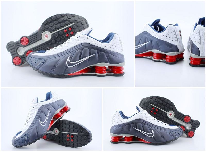 Nike Shox R4 Shoes White Blue Red - Click Image to Close