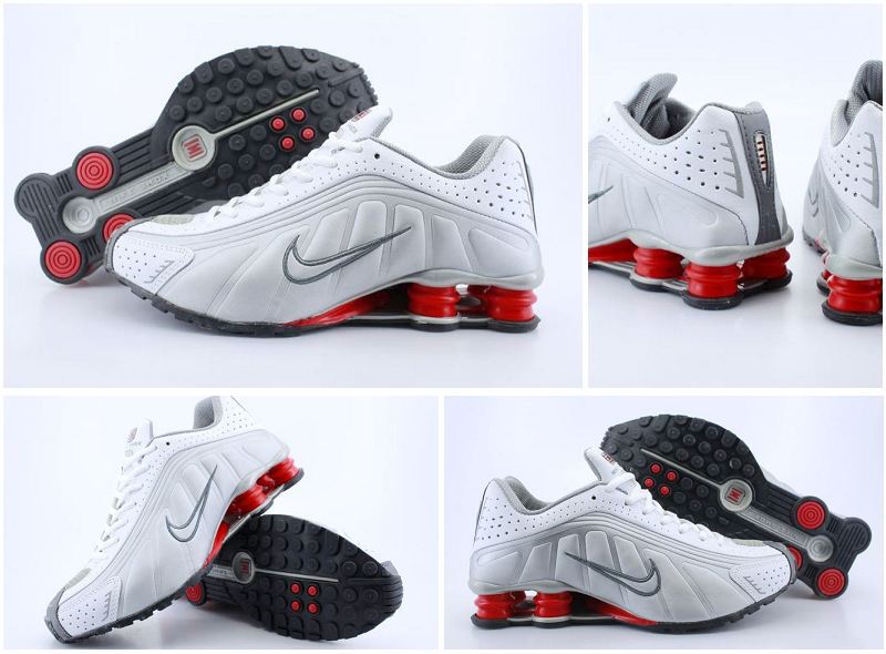 Nike Shox R4 Shoes White Grey Red