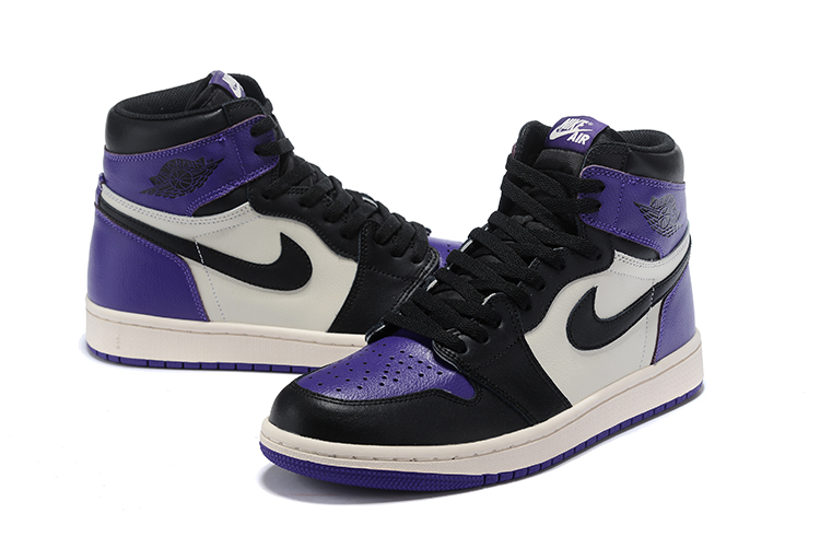 New Air Jordan 1 High White Black Purple Shoes