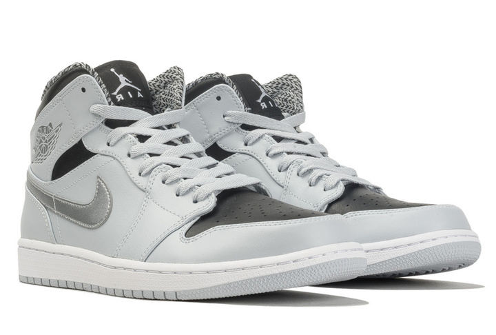 New Air Jordan 1 Mid Pure Platinum Metallic Silver Black White - Click Image to Close