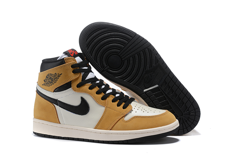 New Air Jordan 1 White Yellow Black Shoes - Click Image to Close