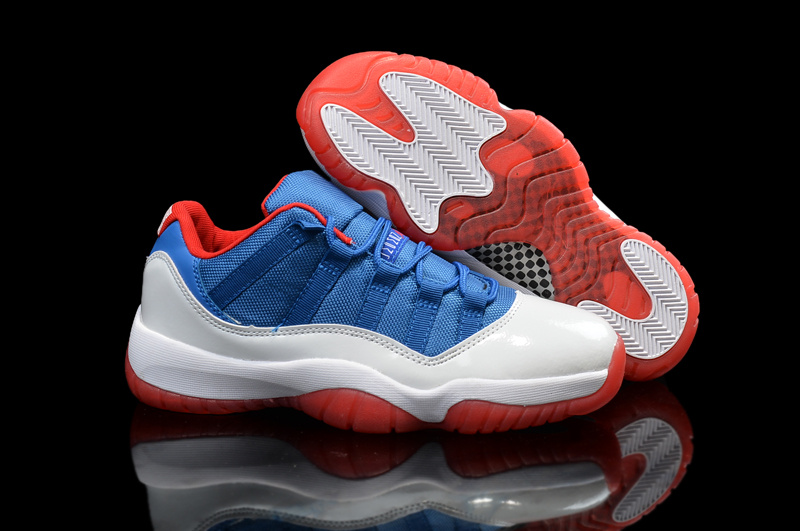 New Air Jordan 11 Low Knicks White Blue Red Shoes