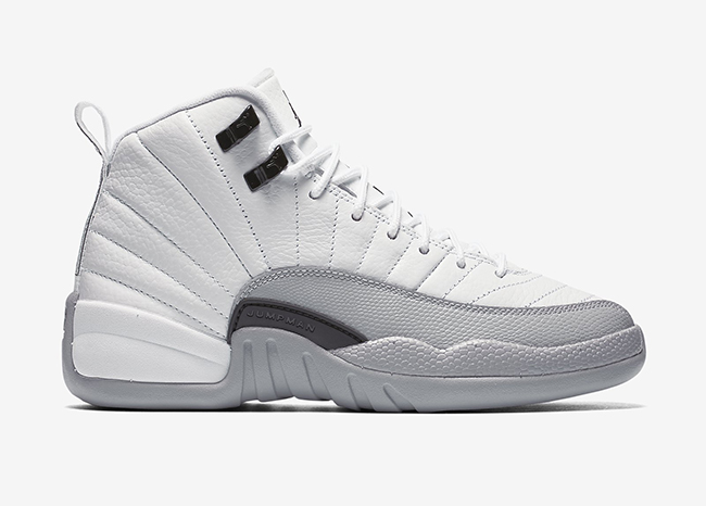 New Air Jordan 12 Barons White Black Wolf Grey - Click Image to Close