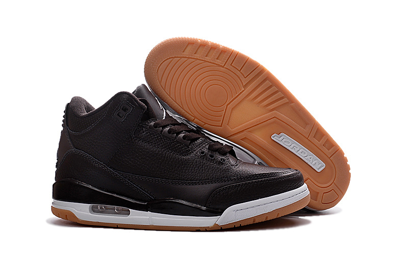 New Air Jordan 3 Retro Black White Brown