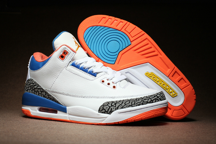 New Air Jordan 3 White Cement True Blue Orange