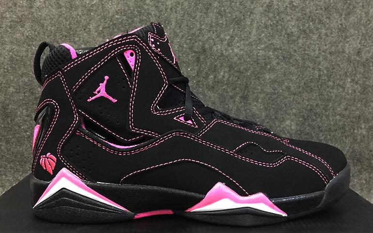 New Air Jordan 7 GS Improved Dark Black Pink - Click Image to Close