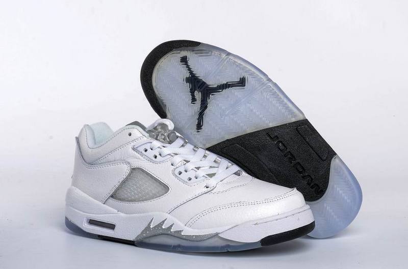 New Air Jordan Retro 5 Low GS White Wolf Grey - Click Image to Close