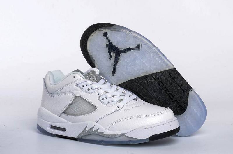 New Air Jordan Retro 5 Low GS White Wolf Grey