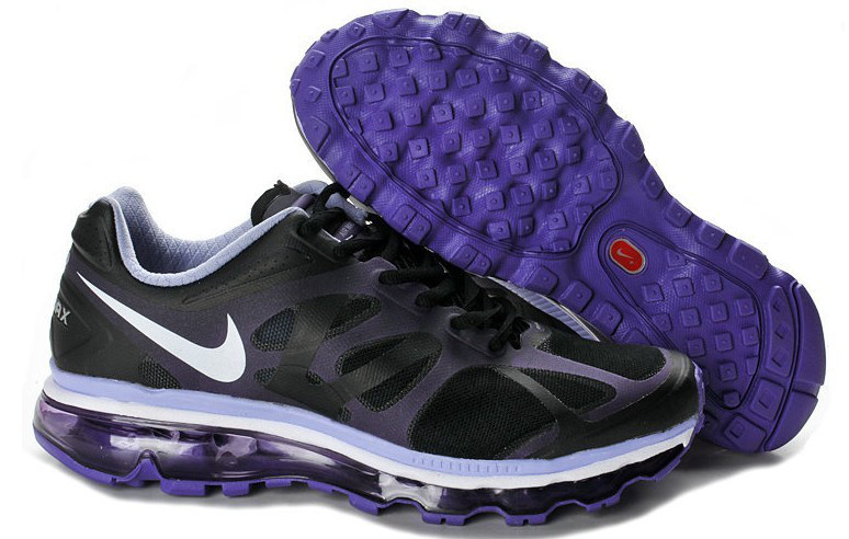 Nike Air Max 2012 Black Purple White Logo Shoes - Click Image to Close