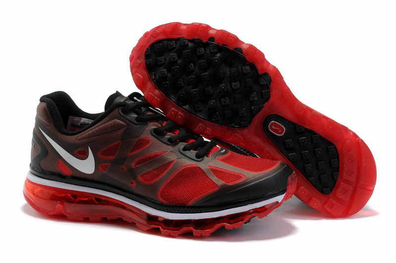 Nike Air Max 2012 Black Red White Logo Shoes - Click Image to Close